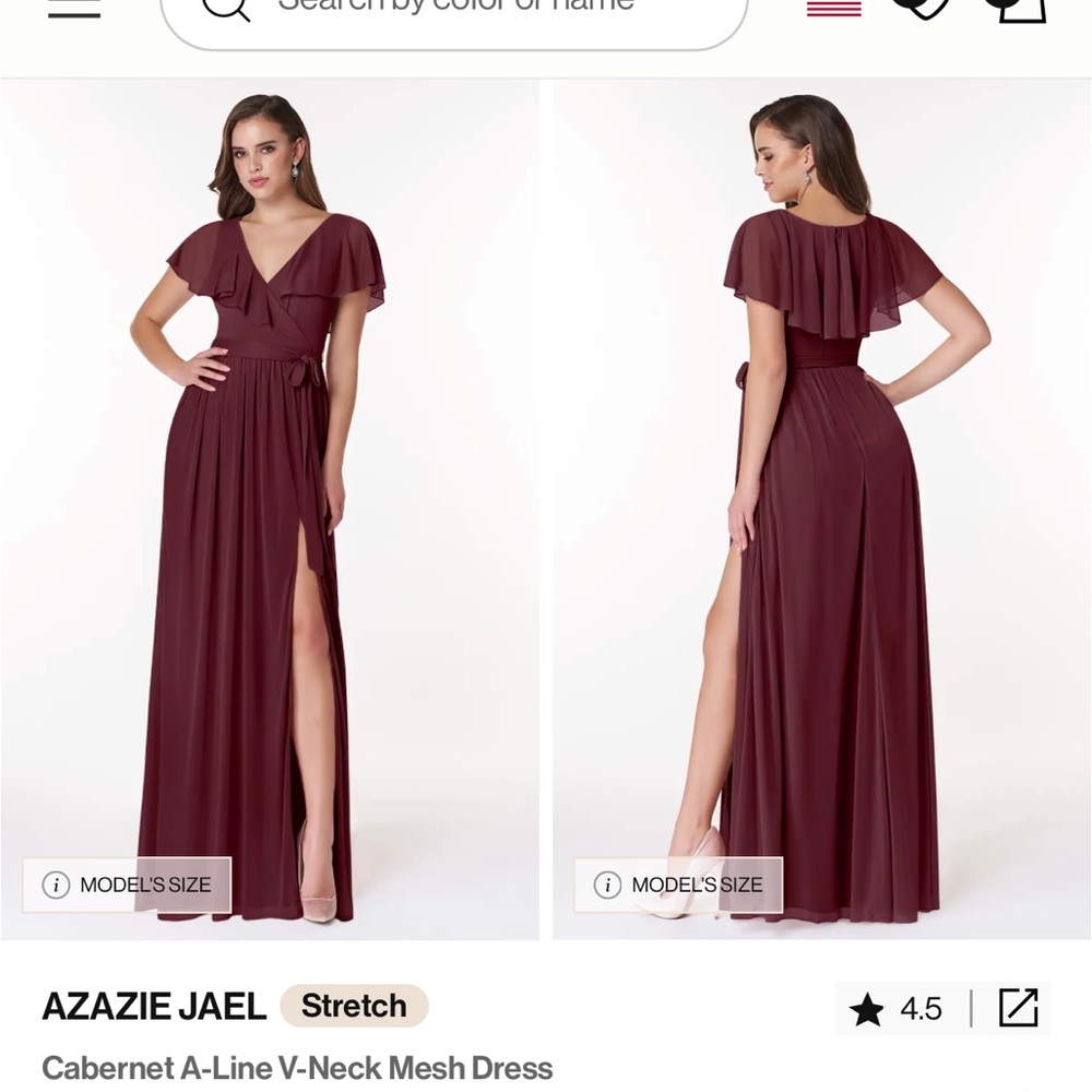 Azazie Raspberry Maxi A-Line V-Neck Dress
